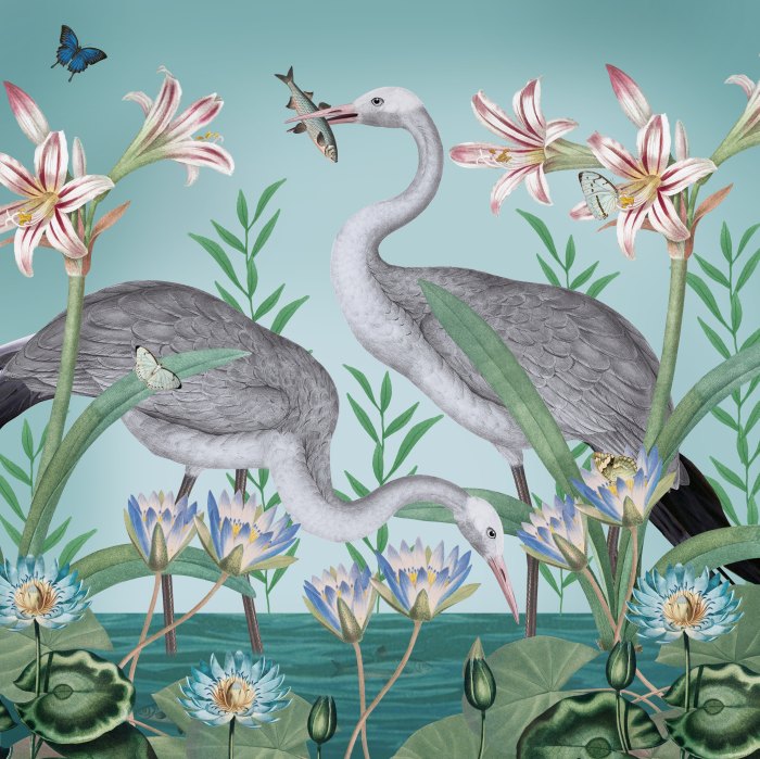 Cranes and Lillies